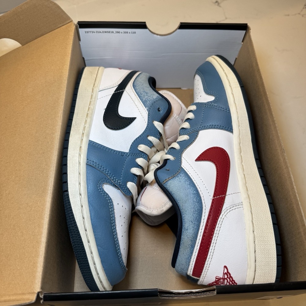 Nike Air Jordan 1 Retro Low SE Motion White Armory Navy HM3711-144 Men's Size 7 - Picture 16 of 16